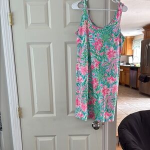 Lilly Pulitzer Pink and Green Sleeveless Mini Sundress